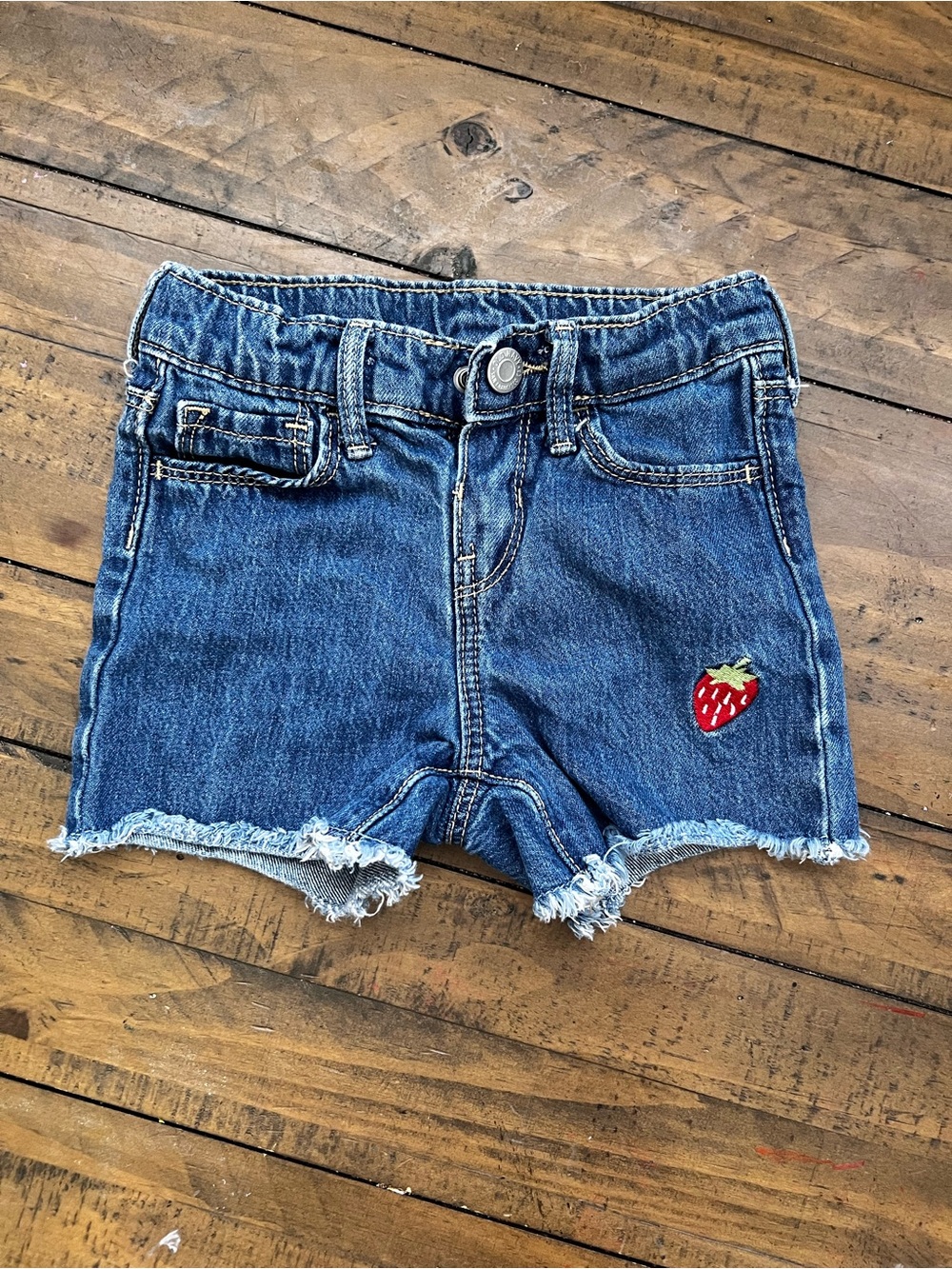 Old Navy Blue Denim Shorts with Strawberry Patch